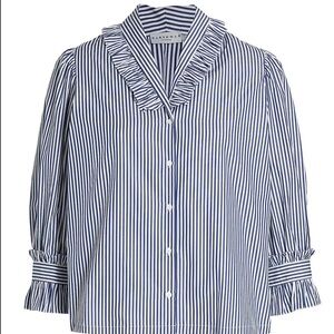 HARSHMAN Fuella Blue Striped Button Down Shirt Sz 1X
